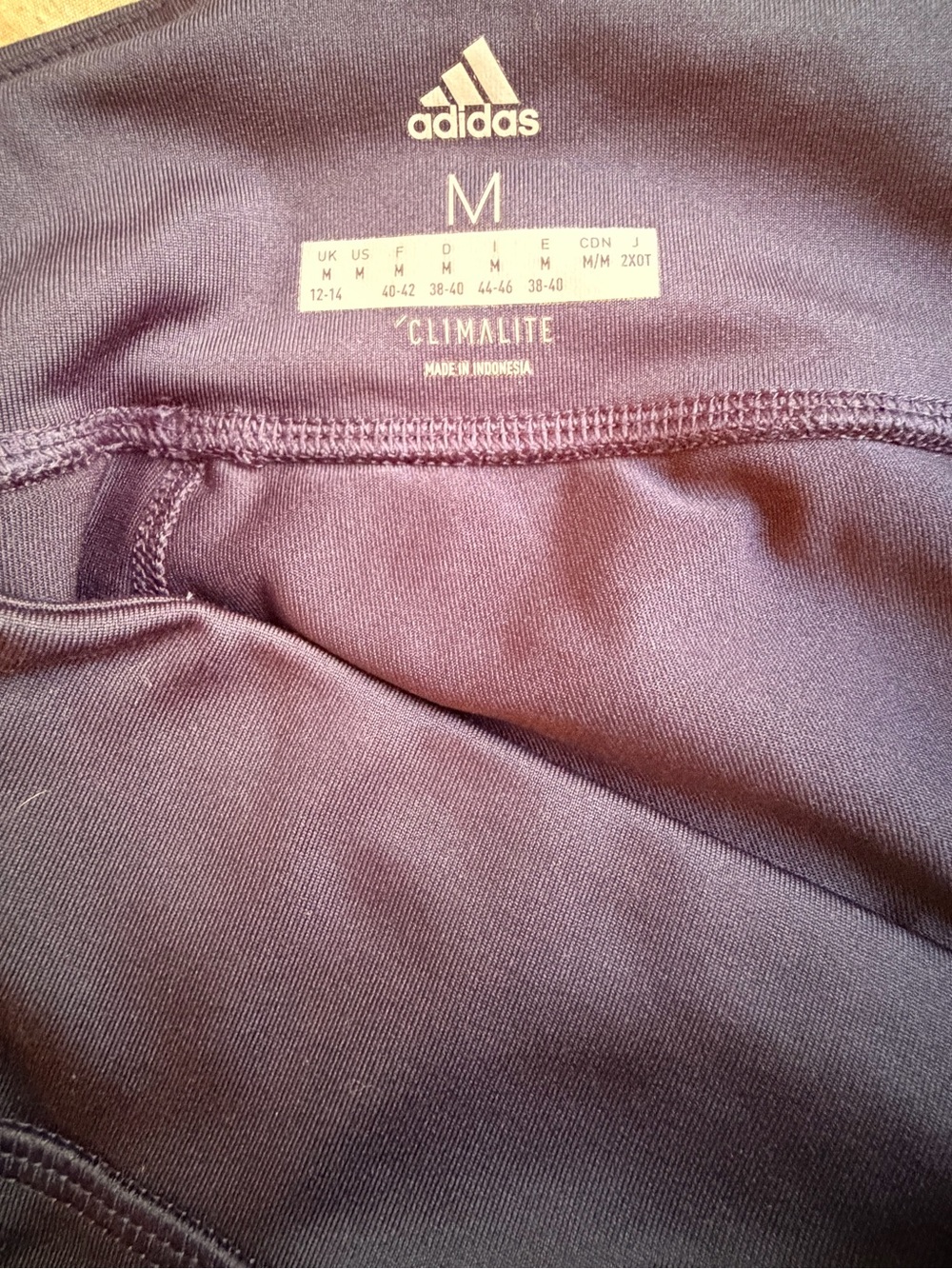 Adidas Navy Capri Athletic Leggings with Yellow Side Logo - Picture 5 of 5
